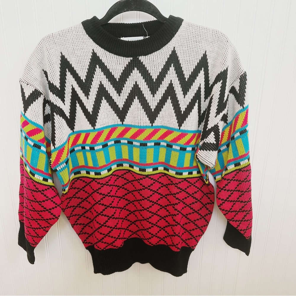 Chateau Vintage Multicolor Chevron Colorblock Sweater Men’s Size Medium